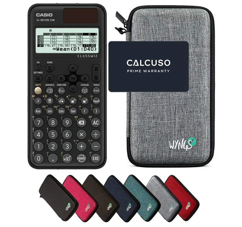 Taschenrechner fx-991DE CW ClassWiz inkl. WYNGS Schutztasche Hellgrau by Casio in Grey, Silver – product photo