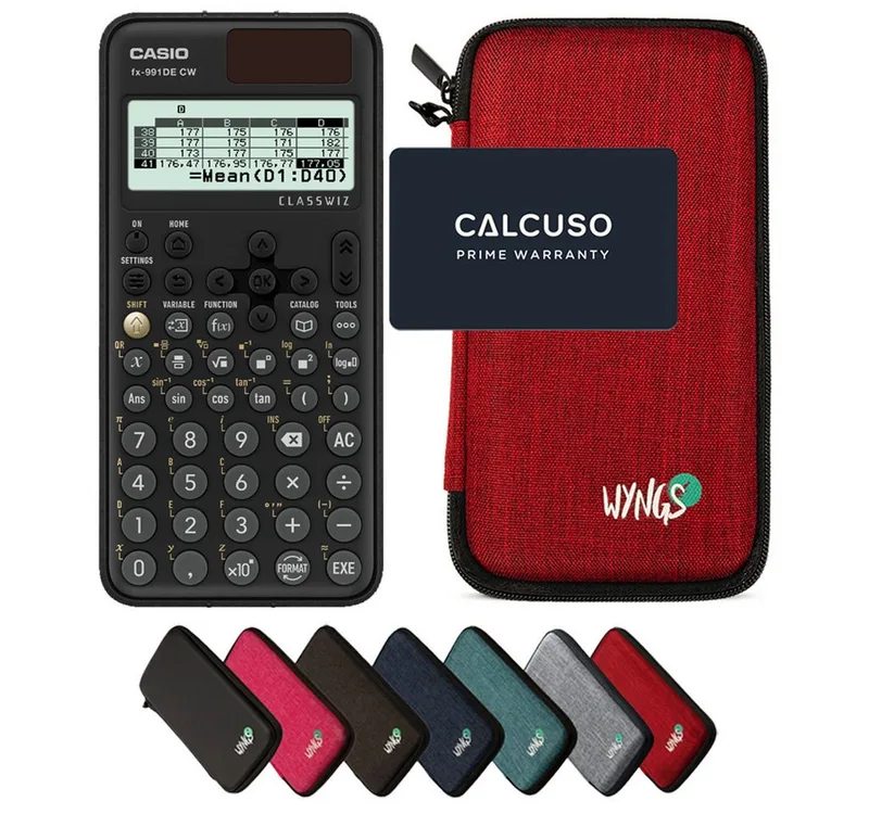 Taschenrechner fx-991DE CW ClassWiz inkl. WYNGS Schutztasche de Casio en Rouge – photo produit