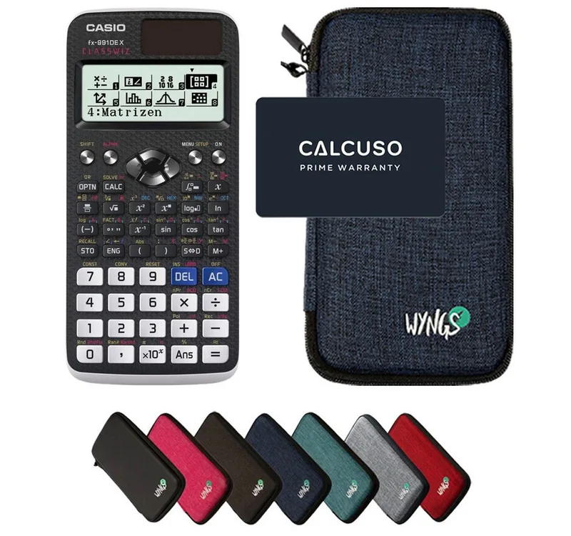 Taschenrechner fx-991DE X ClassWiz inkl. WYNGS Schutztasche by Casio in Blue – product photo