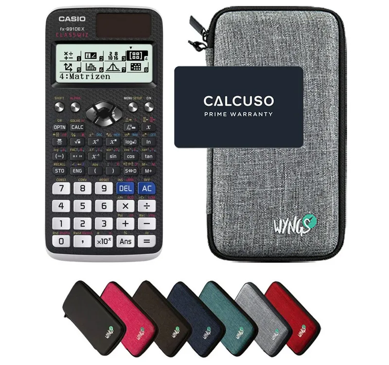 Taschenrechner fx-991DE X ClassWiz inkl. WYNGS Schutztasche Hellgrau de Casio en Gris, Argent – photo produit