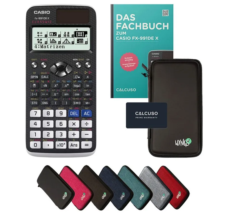 Taschenrechner fx-991DE X inkl. Schutztasche & Fachbuch (128 Seiten, DIN A5) fra Casio i Sort – produktbillede