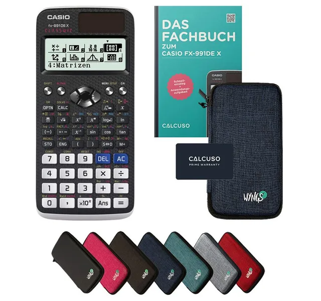 Taschenrechner fx-991DE X inkl. Schutztasche & Fachbuch (128 Seiten, DIN A5)