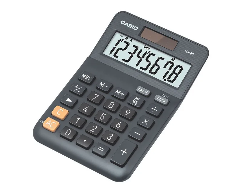 Taschenrechner MS-8E, mit angewinkeltem Display, 8-stellig van Casio in Zwart – productfoto