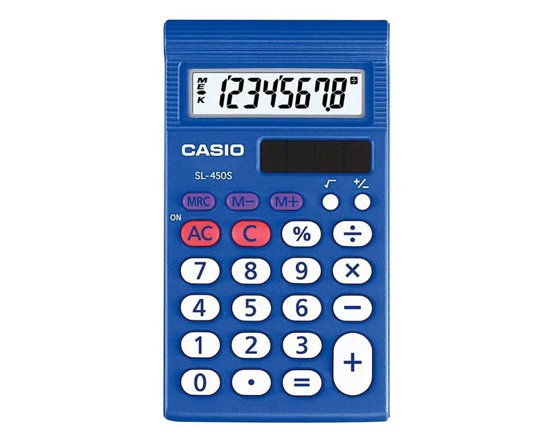 Taschenrechner SL-450S, mit großen, leicht lesbaren Zahlen by Casio in Blue, Grey – product photo