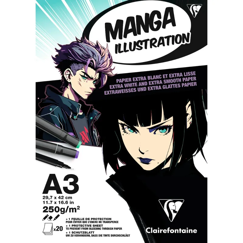 Bloc collé Illustration Manga A3 250g fra Clairefontaine – produktbillede
