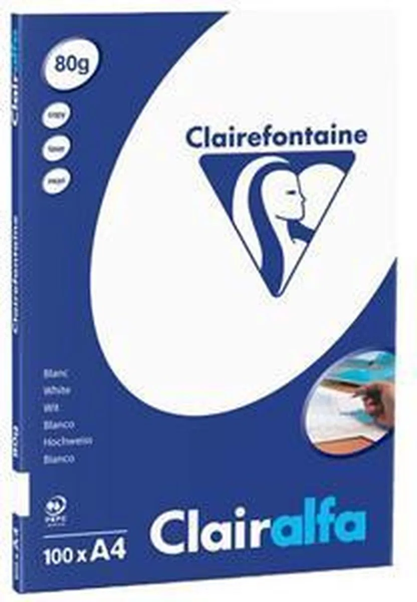 Clairalfa - Kopieerpapier- A4 80 gram - 100 vellen fra Clairefontaine i Hvid – produktbillede