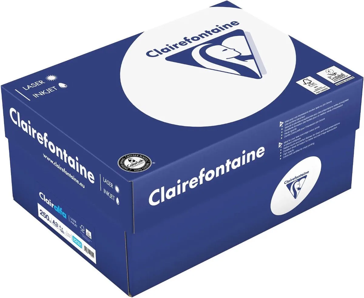 Clairalfa presentatiepapier 250 g, pak van 125 vel 5 stuks fra Clairefontaine i A3 – produktbillede