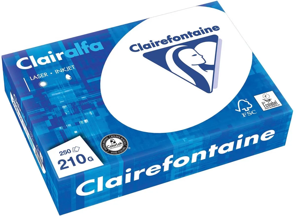 Clairalfa presentatiepapier ft 210 g, pak van 250 vel 4 stuks de Clairefontaine en A4 – photo produit