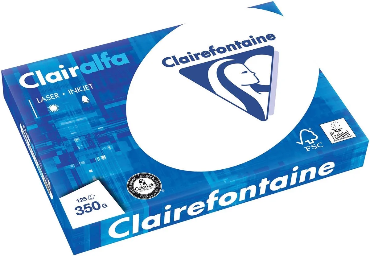 Clairalfa presentatiepapier ft 350 g, pak van 125 vel 4 stuks fra Clairefontaine i A3 – produktbillede