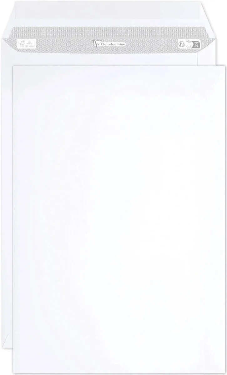 Clairalfa witte akte enveloppen C4 229x324mm 90g zelfklevend 250 stuks de Clairefontaine en Blanc – photo produit