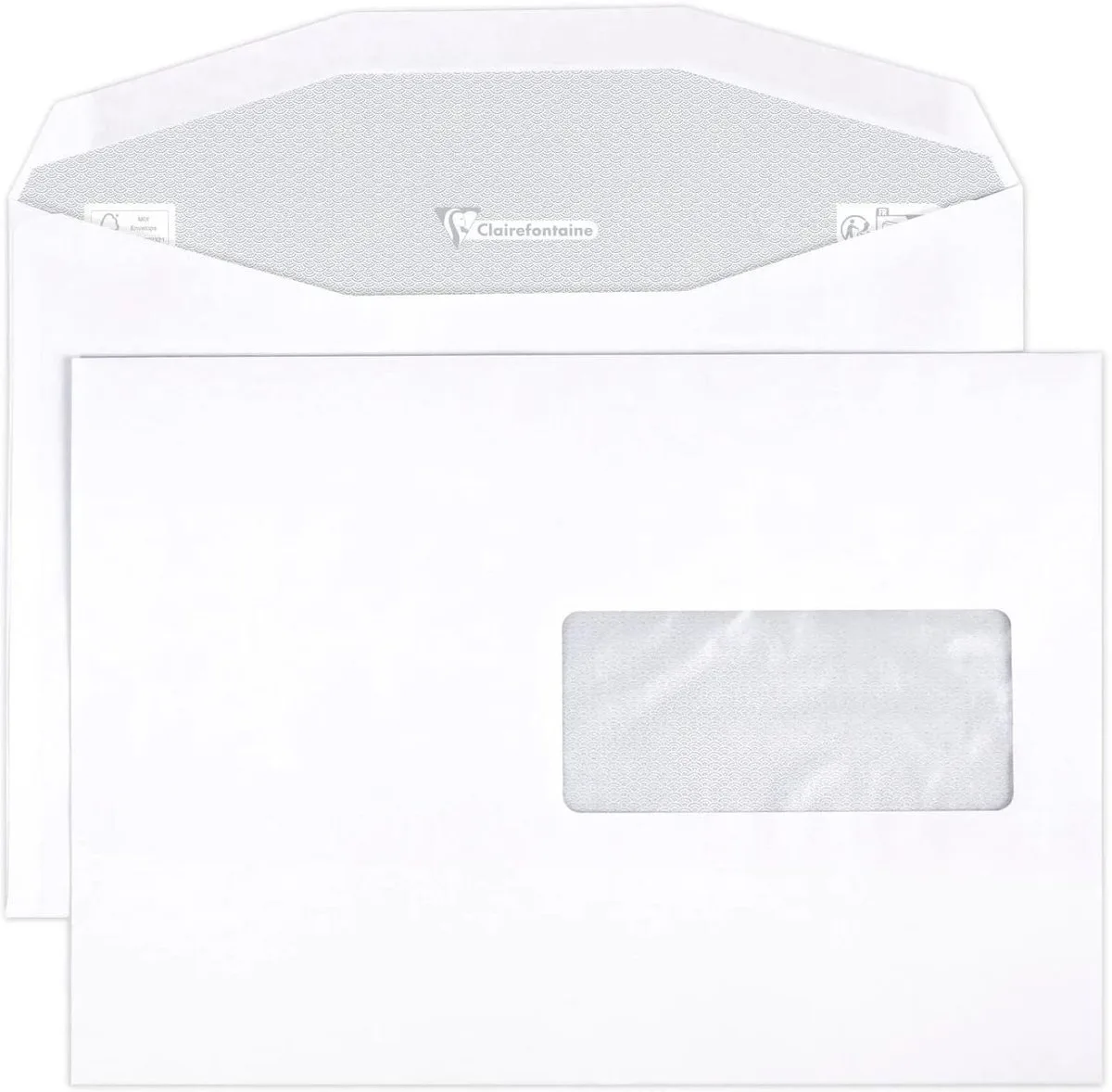 Clairalfa witte enveloppen 162x229 mm met venster rechts 45x100mm machinegeschikt 500 stuks van Clairefontaine in Wit – productfoto