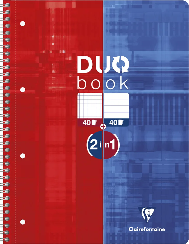 Collegeblock DUOBOOK, DIN A4+,kariert/liniert de Clairefontaine – photo produit