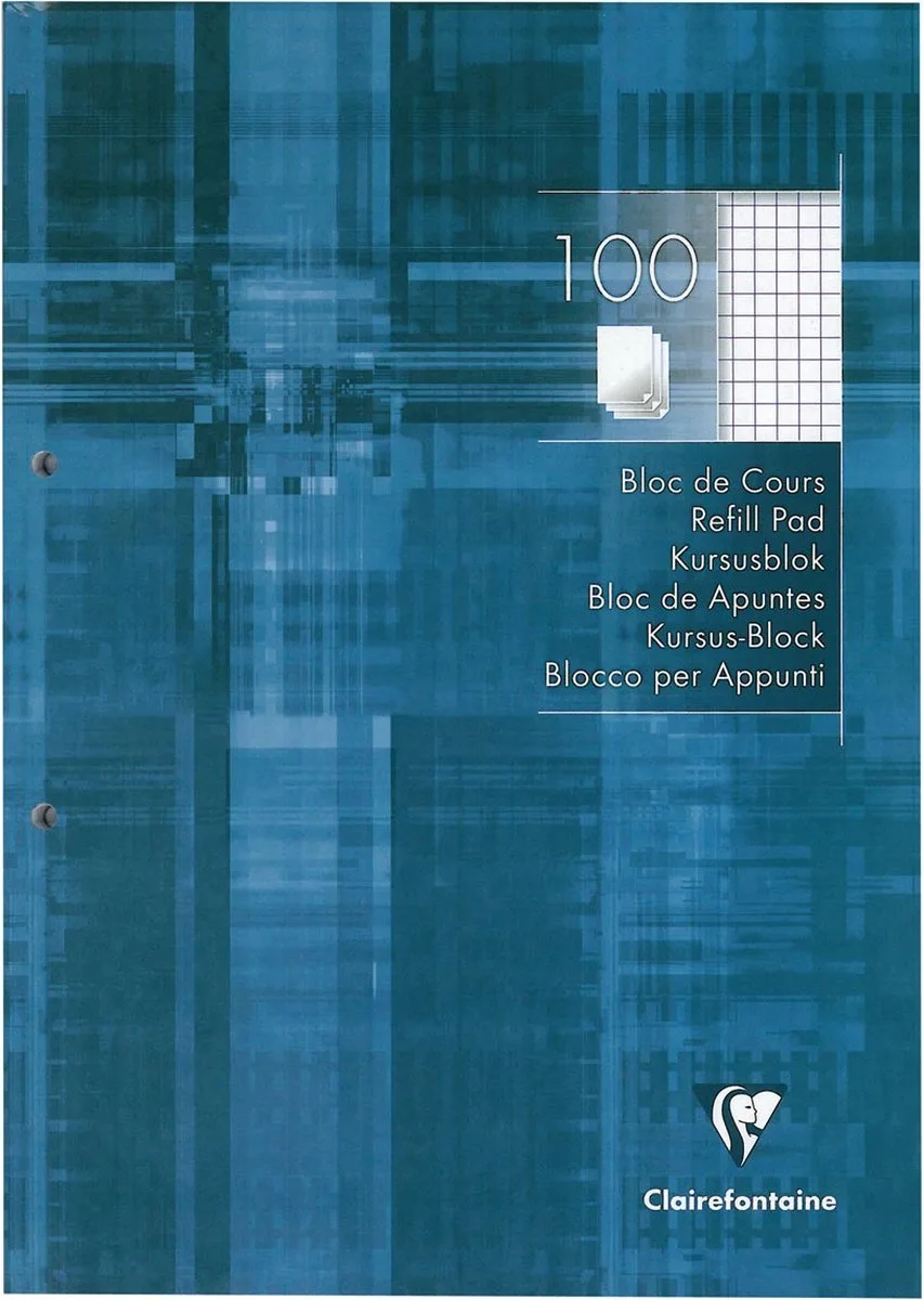 cursusblok geruit 5 mm 5 stuks de Clairefontaine en Blanc – photo produit