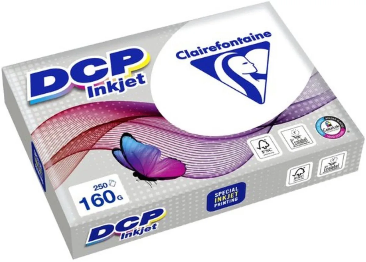 DCP inkjet - Presentatiepapier - A4 - 160g - 250 vel - 4 stuks de Clairefontaine en Blanc – photo produit