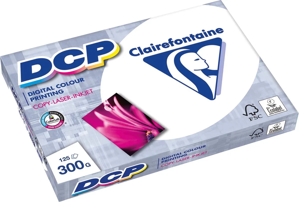 DCP presentatiepapier A4, 300 g, pak van 125 vel 5 stuks de Clairefontaine en Blanc – photo produit