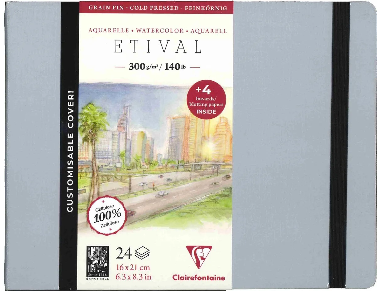 Etival aquarel notebook 21 x 16 cm 300g cold pressed de Clairefontaine en Gris – photo produit