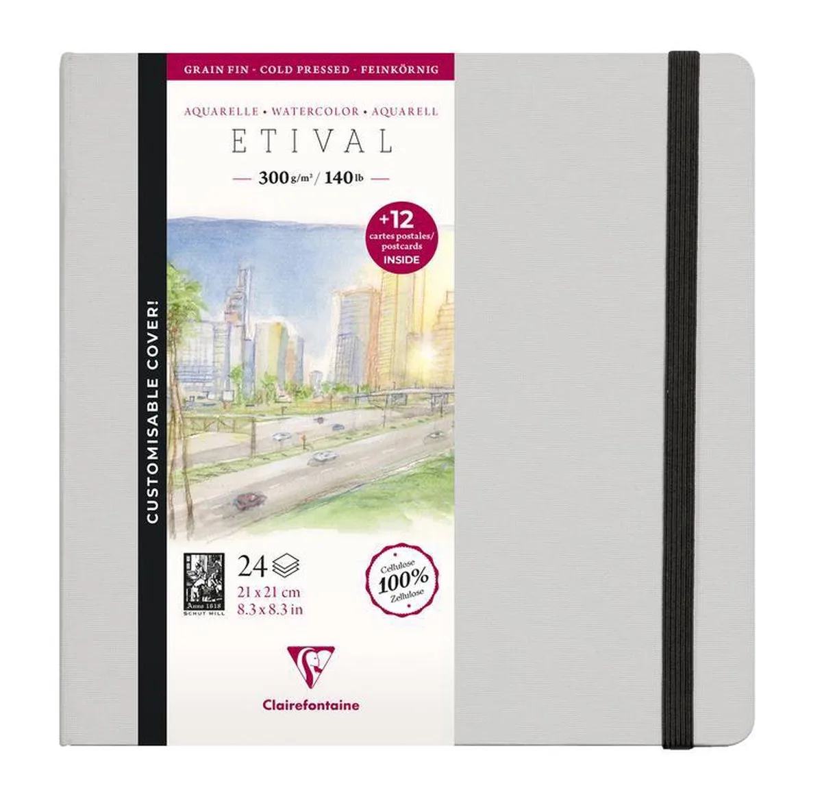 Etival aquarel notebook 21 x 21 cm 300g cold pressed de Clairefontaine en Blanc – photo produit