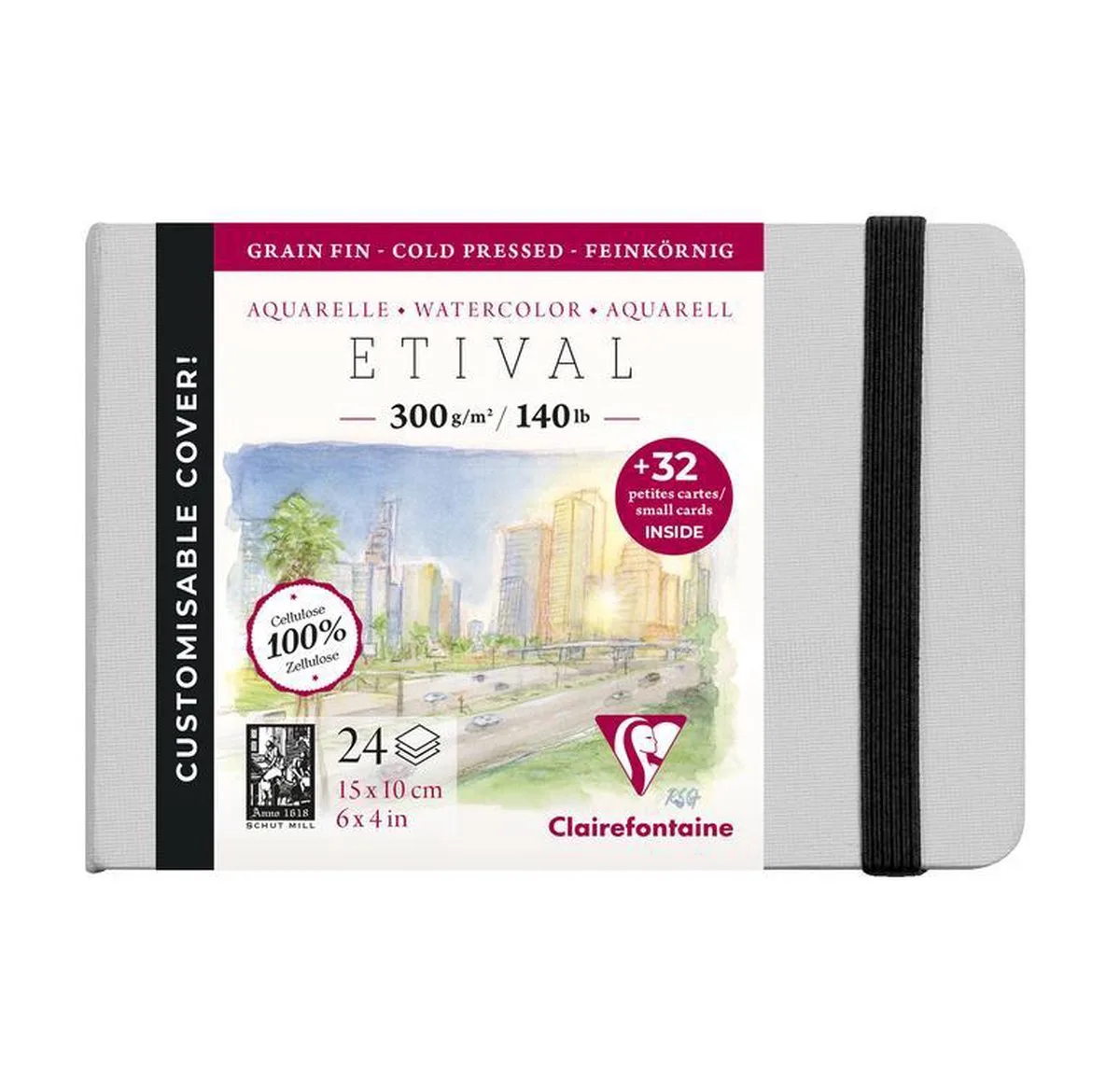 Etival aquarel notebook A6 300g cold pressed de Clairefontaine en Gris – photo produit