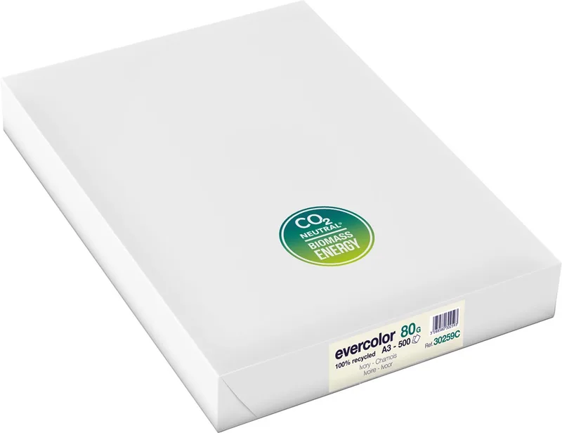 Evercolor gekleurd gerecycleerd papier, A3, 80 g, 500 vel, ivoor van Clairefontaine – productfoto