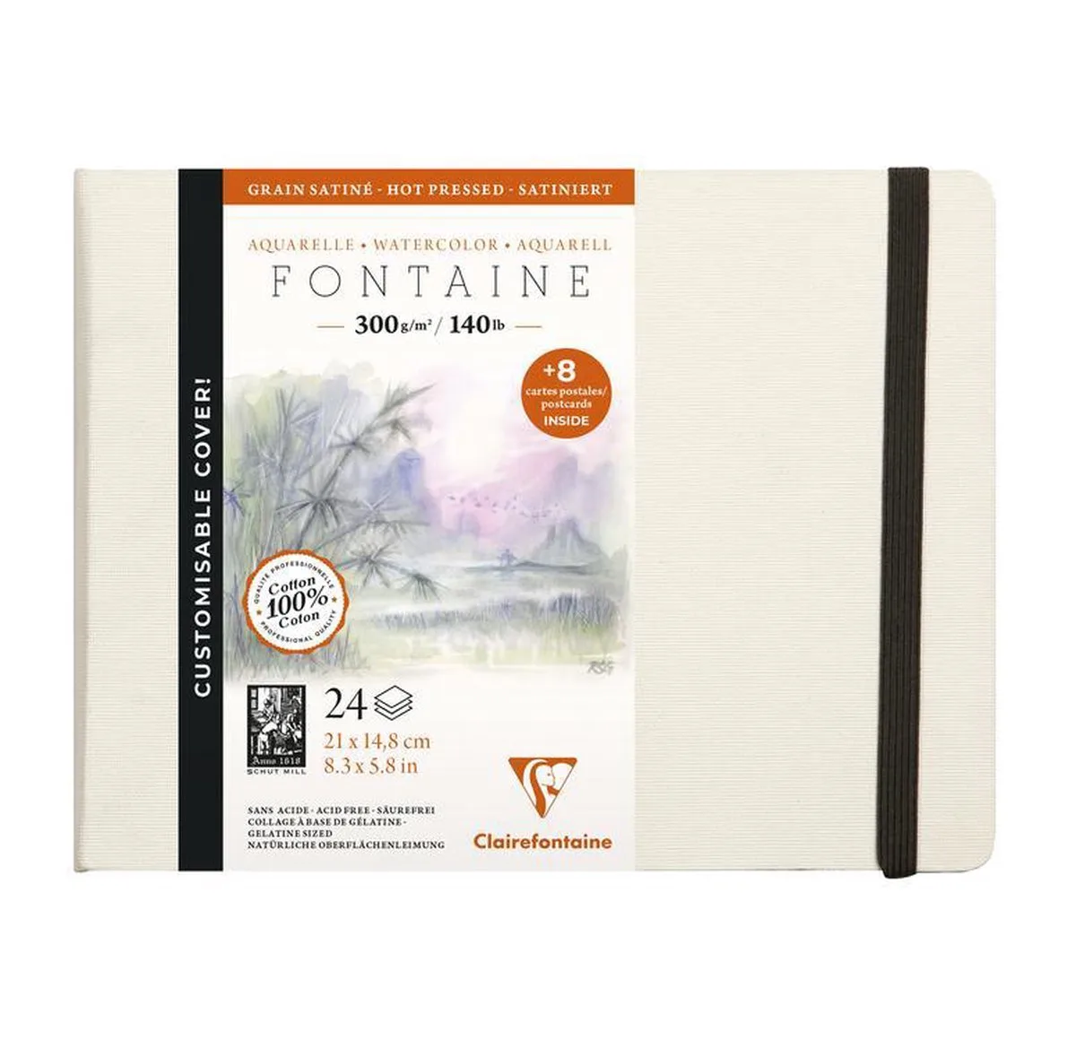 Fontaine aquarel notebook A5 300g hot pressed van Clairefontaine in Wit – productfoto