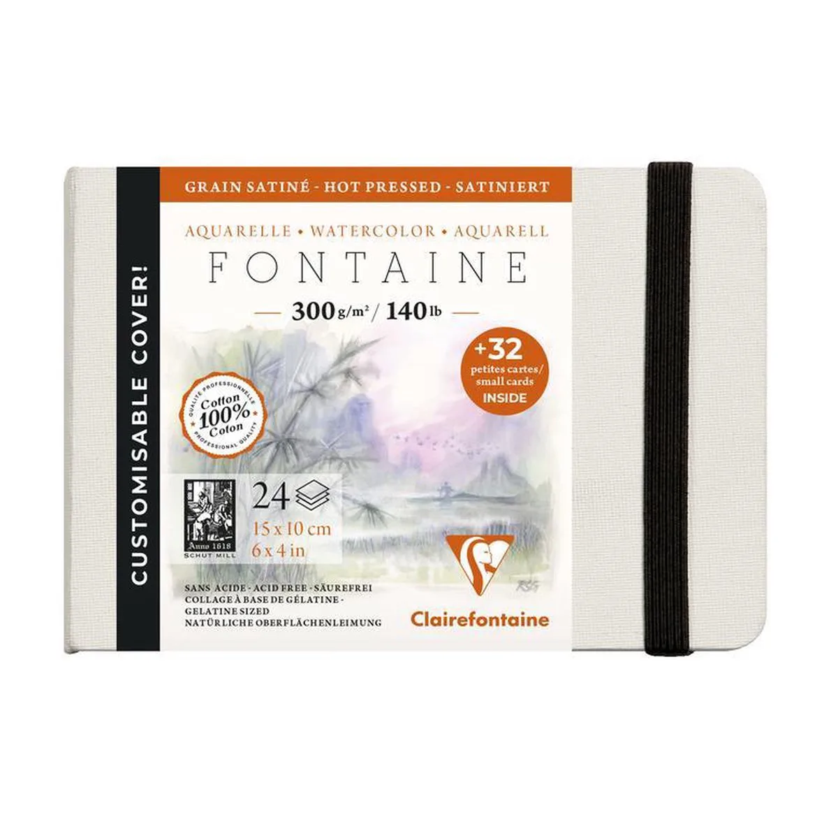 Fontaine aquarel notebook A6 300g hot pressed van Clairefontaine in Wit – productfoto
