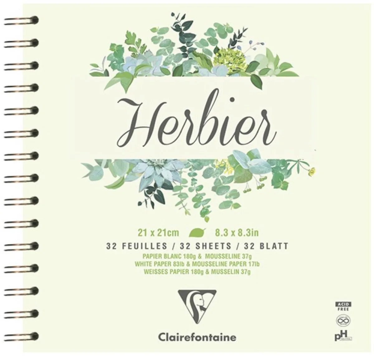 Herbarium Clairefontaine Ringband schrift - 21x21cm 180g - 32 sheets de Clairefontaine en Blanc – photo produit