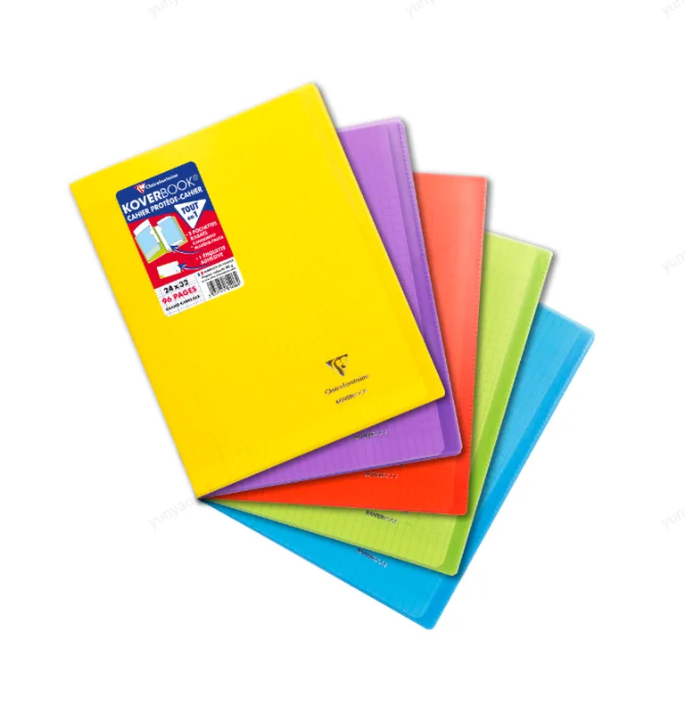 Lot de 5 carnets Koverbook, 24x32 cm, 96 pages, ligné large de Clairefontaine – photo produit