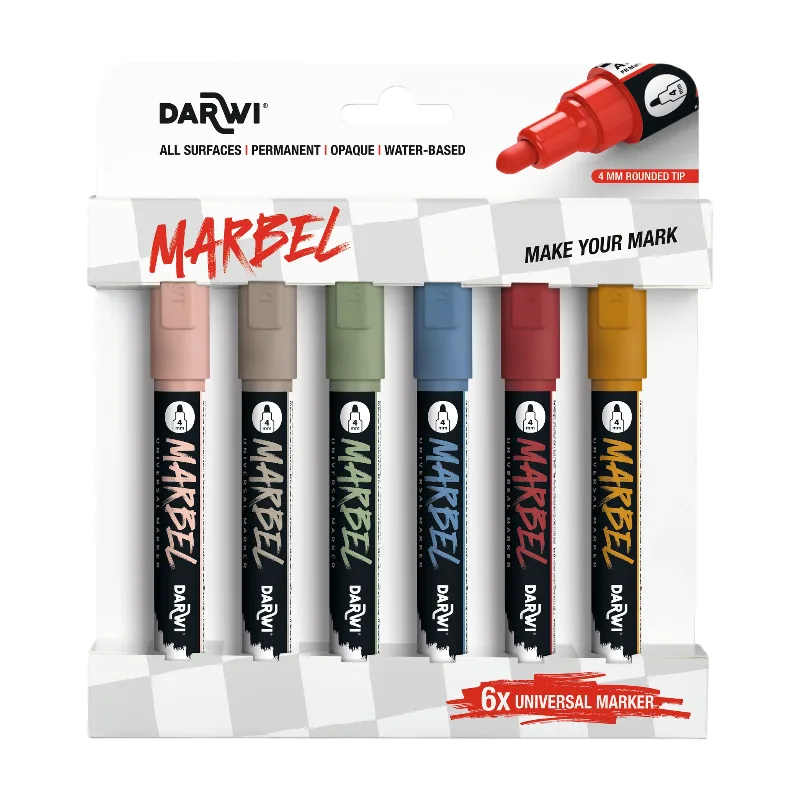 Marbel Set de 6 Marqueurs Universel Pointe Ronde Médium 4mm Assortiment Naturel de Clairefontaine – photo produit