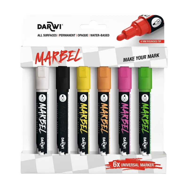Marbel Set De 6 Marqueurs Universel Pointe Ronde Médium 4mm Assortiment Fluo de Clairefontaine – photo produit
