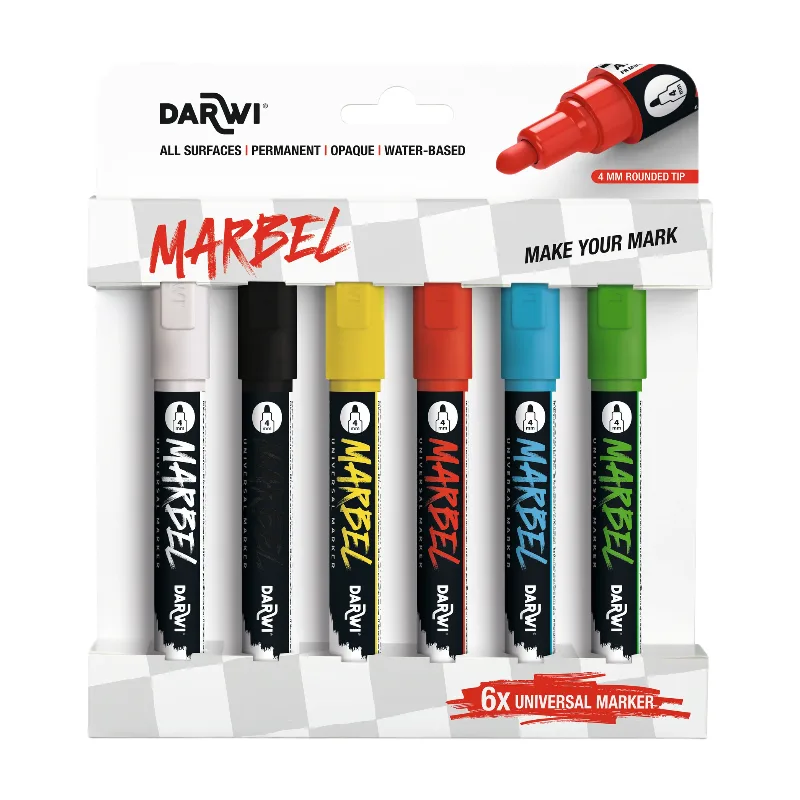 Marbel Set De 6 Marqueurs Universel Pointe Ronde Médium 4mm Assortiment Primaire de Clairefontaine – photo produit