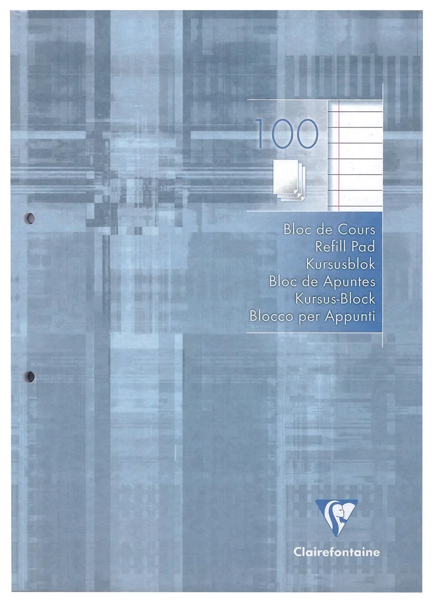 Navulblokken - 5 - st - A4 - 2 - gaten - 100 - vel - gelinieerd by Clairefontaine in Grey – product photo