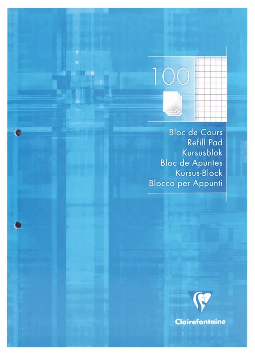 Navulblokken - 5 - st - A4 - 2 - gaten - 100 - vel - geruit - met - marge de Clairefontaine en Bleu – photo produit