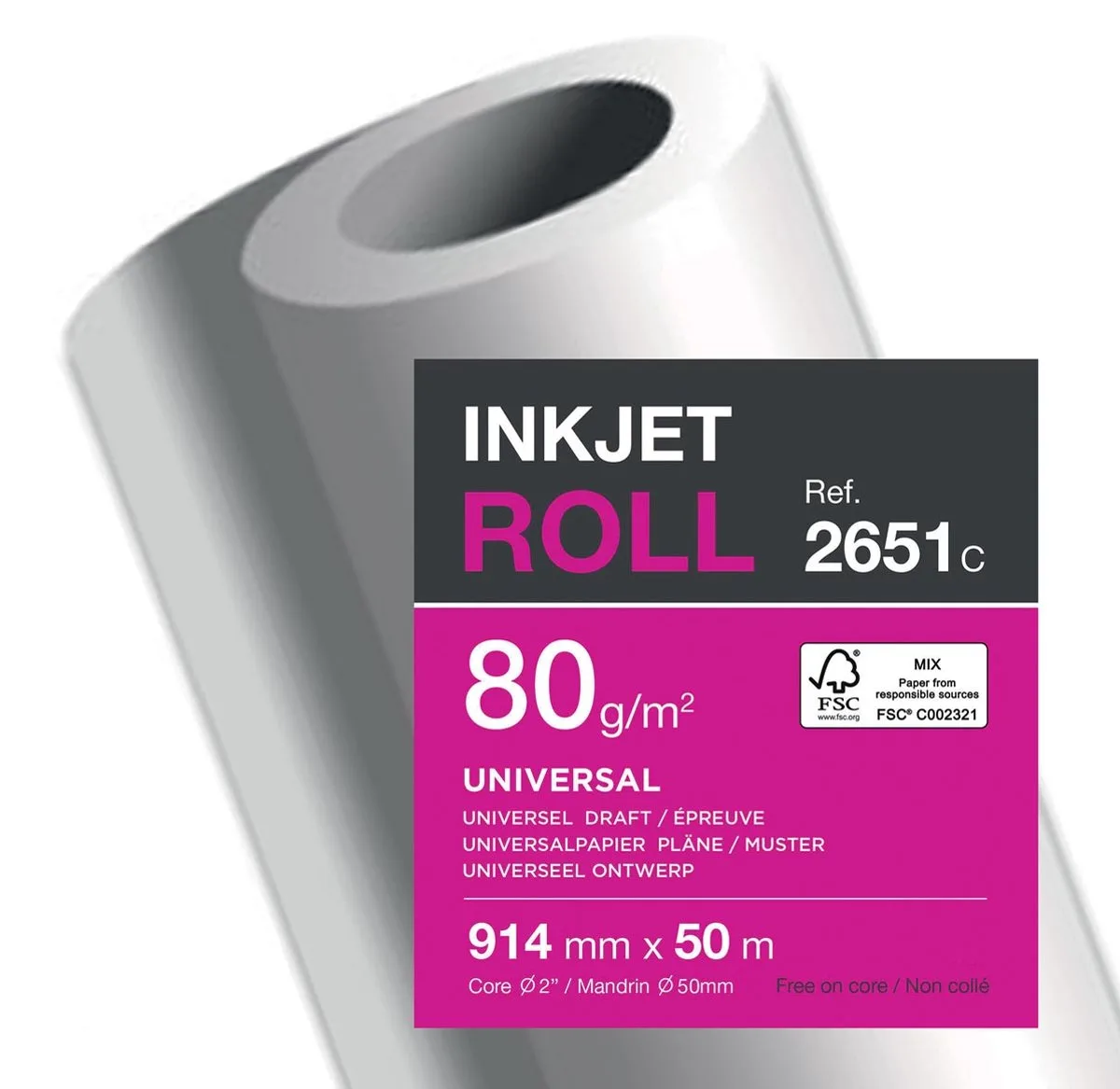 plotterpapier ft 914 mm x 50 m, 80 g 2 stuks de Clairefontaine en Blanc – photo produit