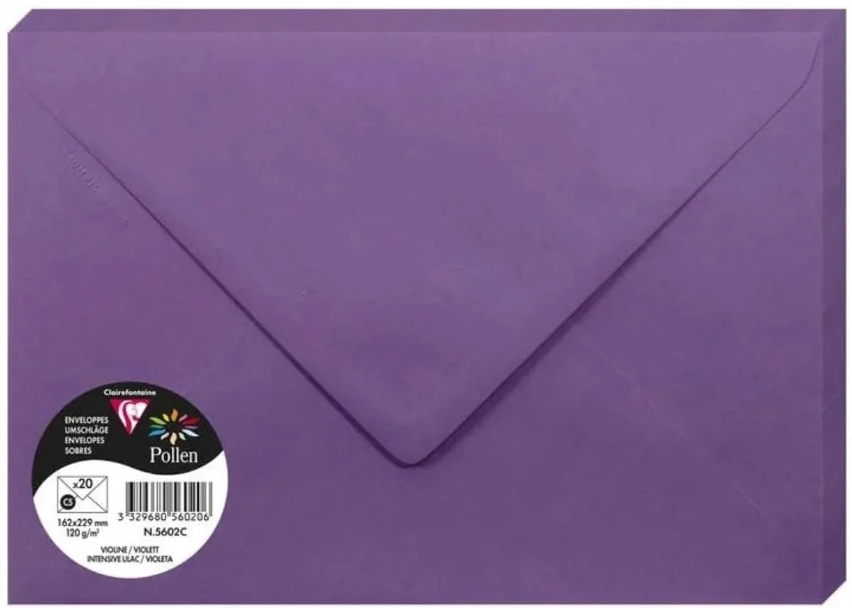 Pollen - Enveloppe - C5 - 162x229mm - Violet - Intensief fra Clairefontaine i Lilla – produktbillede