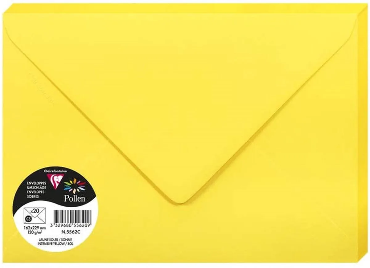 Pollen - Enveloppe - C5 - 162x229mm - Zon - Intensief by Clairefontaine in Yellow – product photo