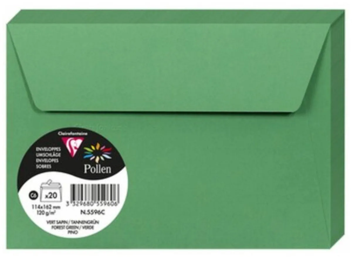 Pollen - Enveloppe - C6 - 114x162mm - Bosgroen - 20 Stuks by Clairefontaine in Green – product photo