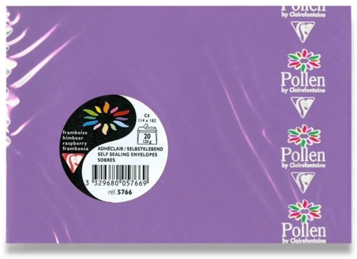 Pollen - Enveloppe - C6 - 114x162mm - Violet - 20 Stuks van Clairefontaine in Paars – productfoto