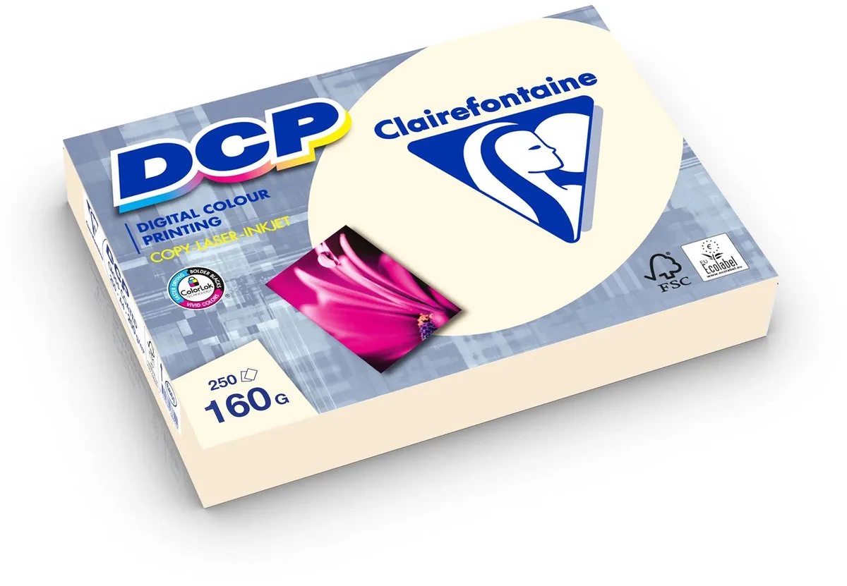 Printpapier - DCP - A4 - 160 g - Ivoor - 250 vel van Clairefontaine in Wit – productfoto