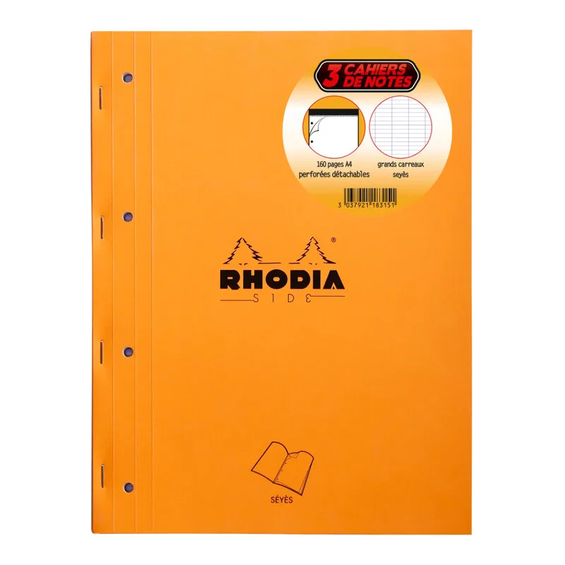 Rhodia Bloc-Notes Agrafé sur le Côté Lot de 3 A4+ 80 Feuilles Chacun von Clairefontaine – Produktfoto