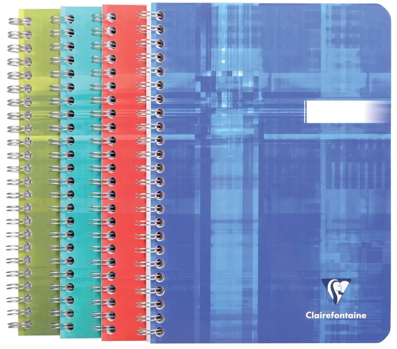schrift ft 14,8 x 21 cm, 180 bladzijden, gelijnd, spiraalbinding, geassorteerde kleuren by Clairefontaine – product photo