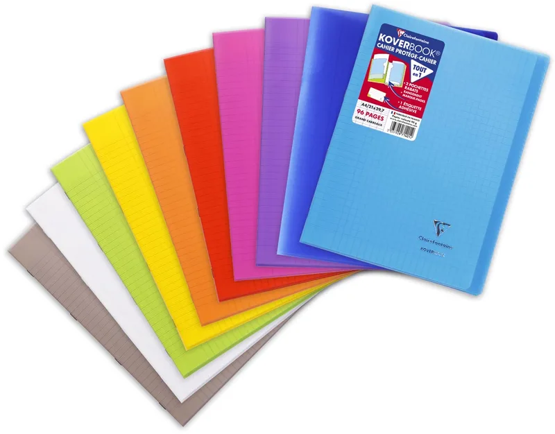schrift Koverbook voor ft A4, 96 bladzijden, kaft in PP, seyès, geassorteerde kleuren by Clairefontaine – product photo