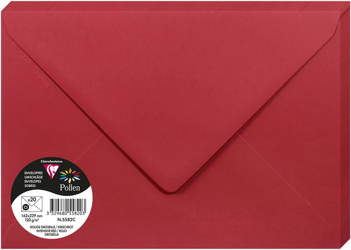 Stuifmeel van Clairefontaine enveloppe C5, snoepjesroze de Clairefontaine en Rose – photo produit
