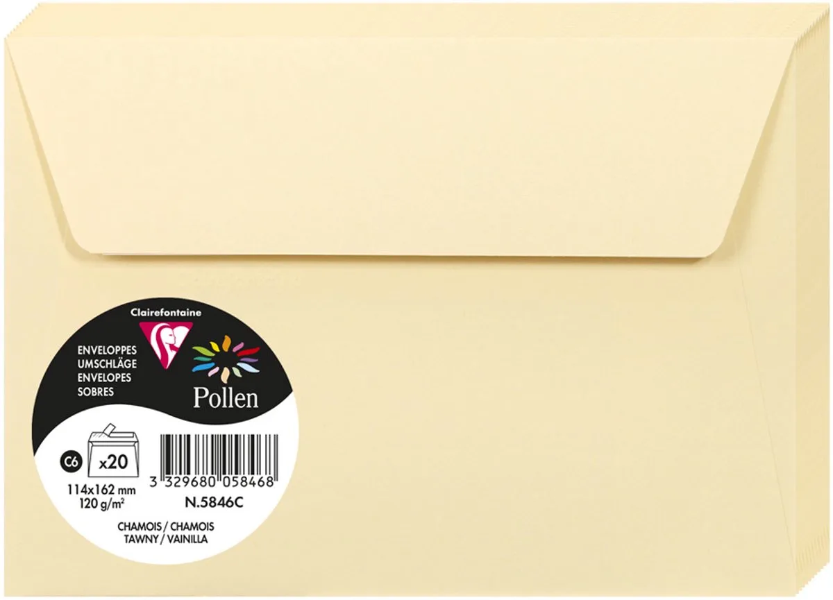Stuifmeel van Clairefontaine enveloppe C6 de Clairefontaine en Argent – photo produit