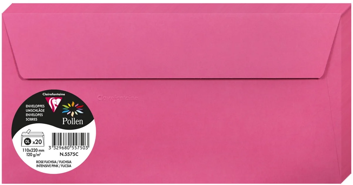 Stuifmeel van Clairefontaine enveloppe DL, lichtgrijs van Clairefontaine in Fuchsia – productfoto