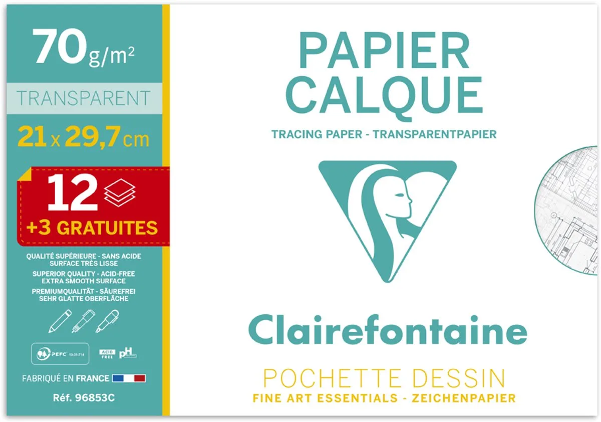 transparant papier A4 voordeelpack de Clairefontaine en Kleurloos – photo produit