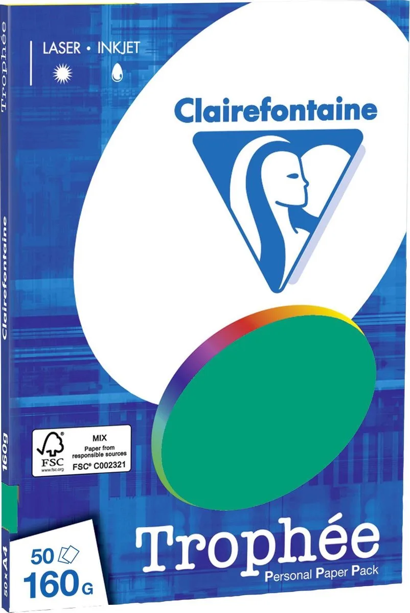 Trophée - Dennen Groen - Kopieerpapier- A4 160 gram - 50 vellen by Clairefontaine in Dennengroen – product photo