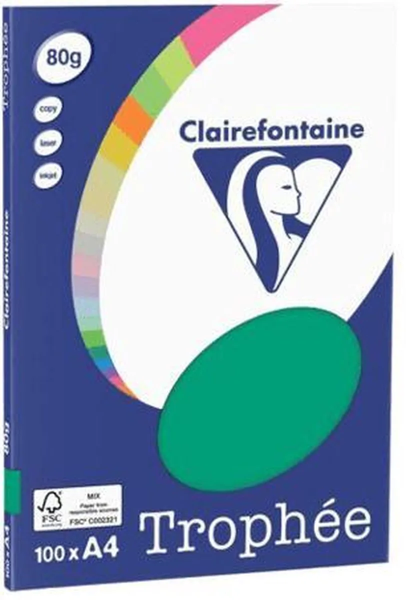 Trophée - Dennen Groen - kopieerpapier- A4 80 gram - 100 vellen by Clairefontaine in Dennengroen – product photo