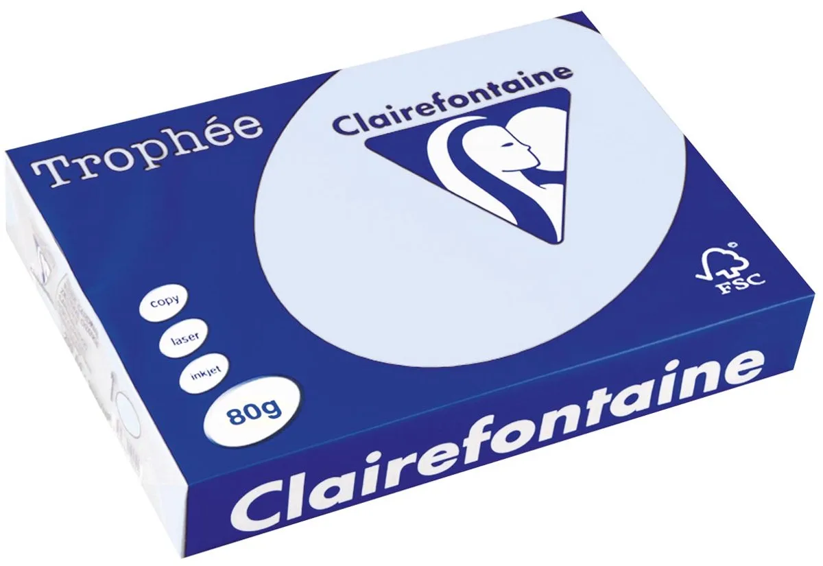 Trophée gekleurd papier, A4, 80 g, 500 vel, 5 stuks de Clairefontaine en Azuurblauw – photo produit