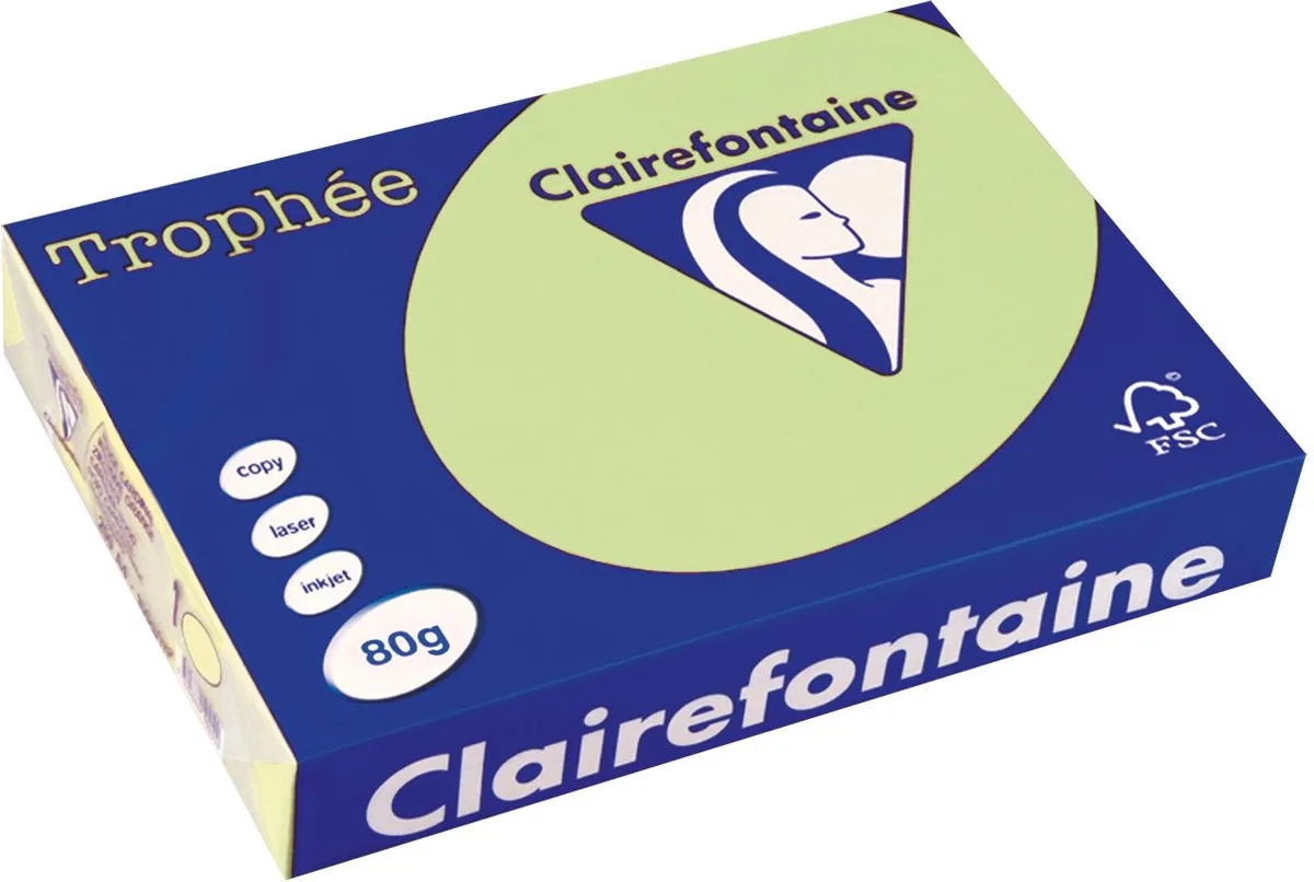 Trophée gekleurd papier, A4, 80 g, 500 vel, 5 stuks de Clairefontaine en Vert – photo produit
