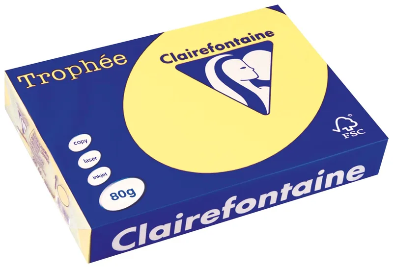 Trophée gekleurd papier, A4, 80 g, 500 vel, citroengeel by Clairefontaine – product photo